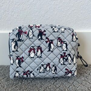 Vera Bradley Cosmetic Case in Playful Peguins Gray Makeup Bag